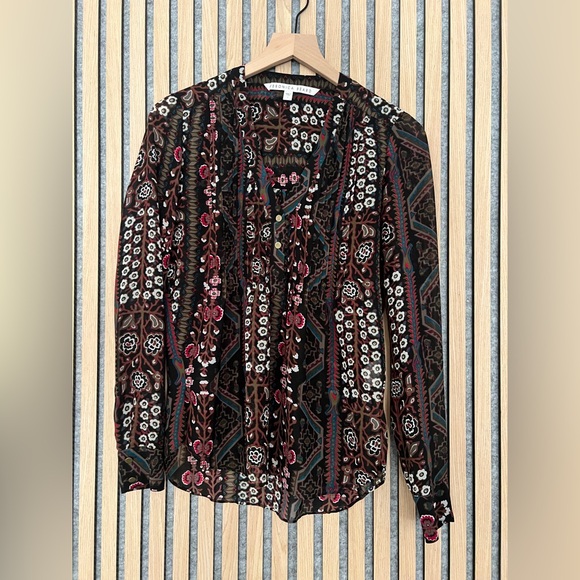 Veronica Beard Black and Red Patterned Blouse - Picture 1 of 4